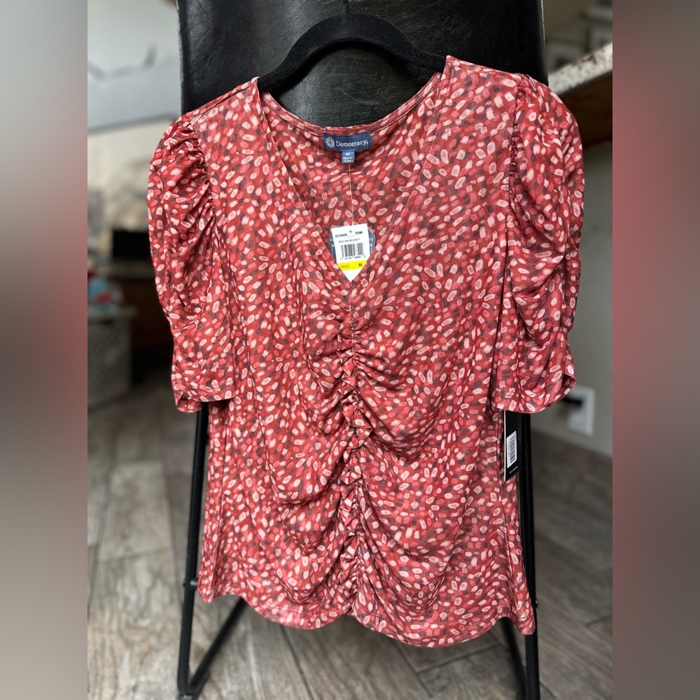 Democracy Red Puff Sleeve Blouse